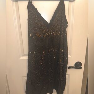 Free People slip dress with beaded/sequin detail and adjustable straps